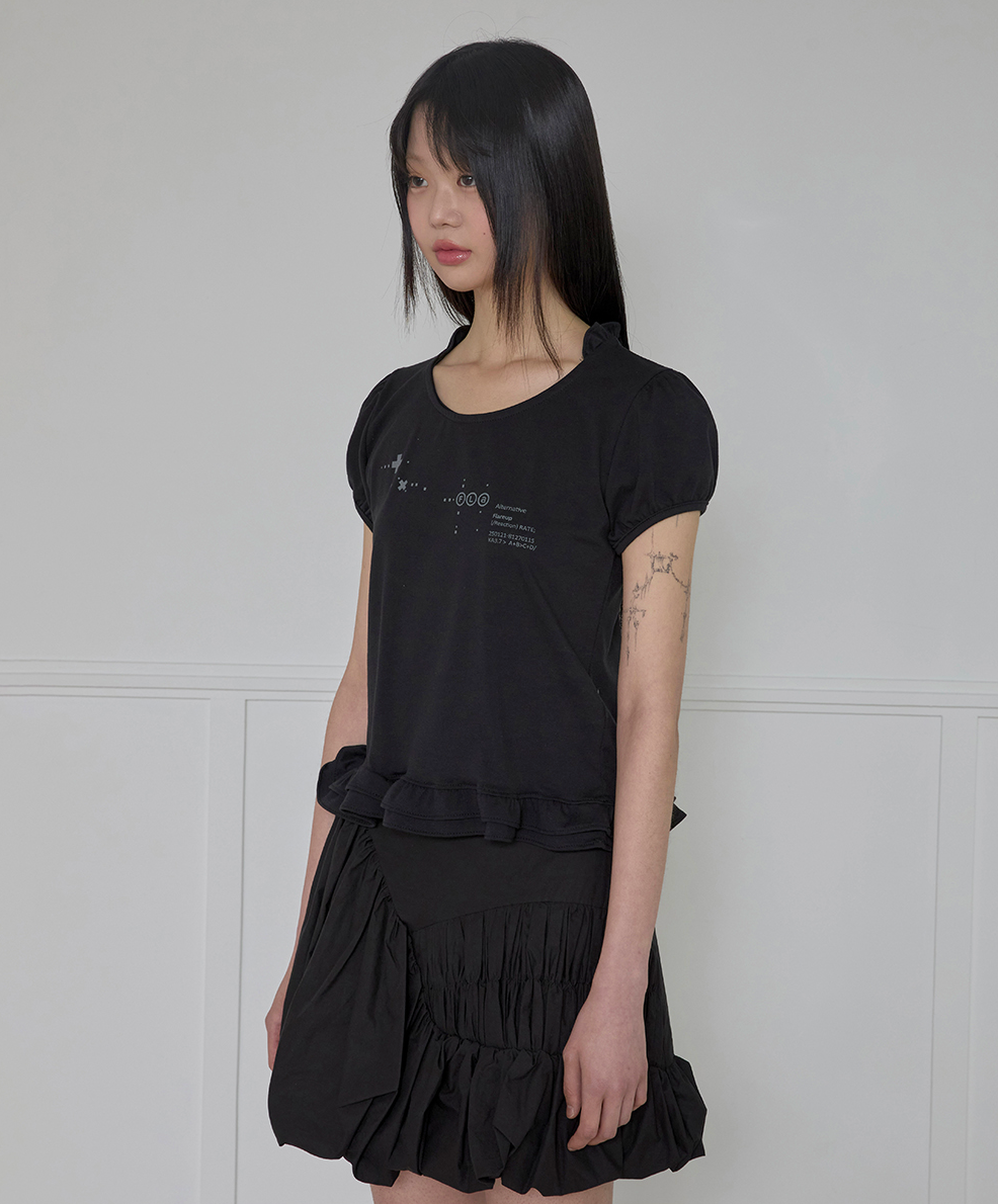 Muta Frill Puff T-Shirt (Black)