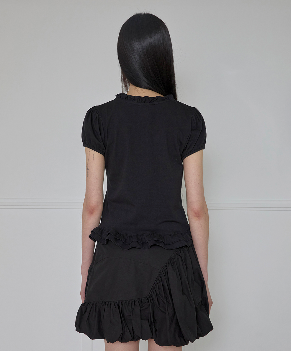 Muta Frill Puff T-Shirt (Black)