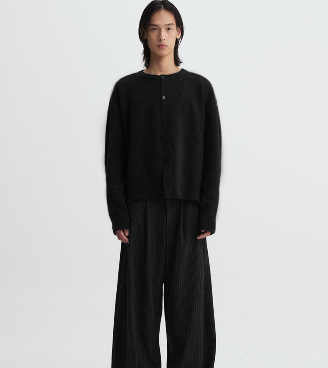 Legacy Round Crop  Cardigan (Black)