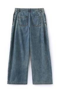 Multi-Pleated Denim Pants (Blue)