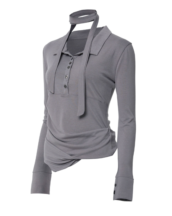 Asymmetrical Draped Hoodie Grey