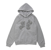 Ruffle Zip Hoodie Grey