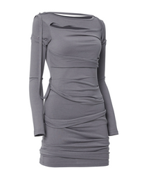 Asymmetrical Draped Long Dress (Gray)