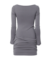 Asymmetrical Draped Long Dress (Gray)