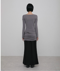 Asymmetrical Draped Long Dress (Gray)