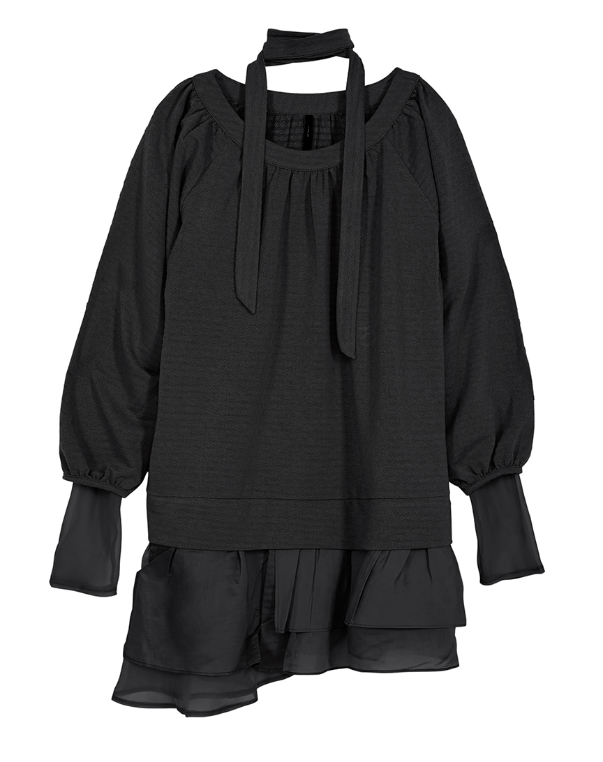 3-Layered Scarf Long Sleeve (Black)