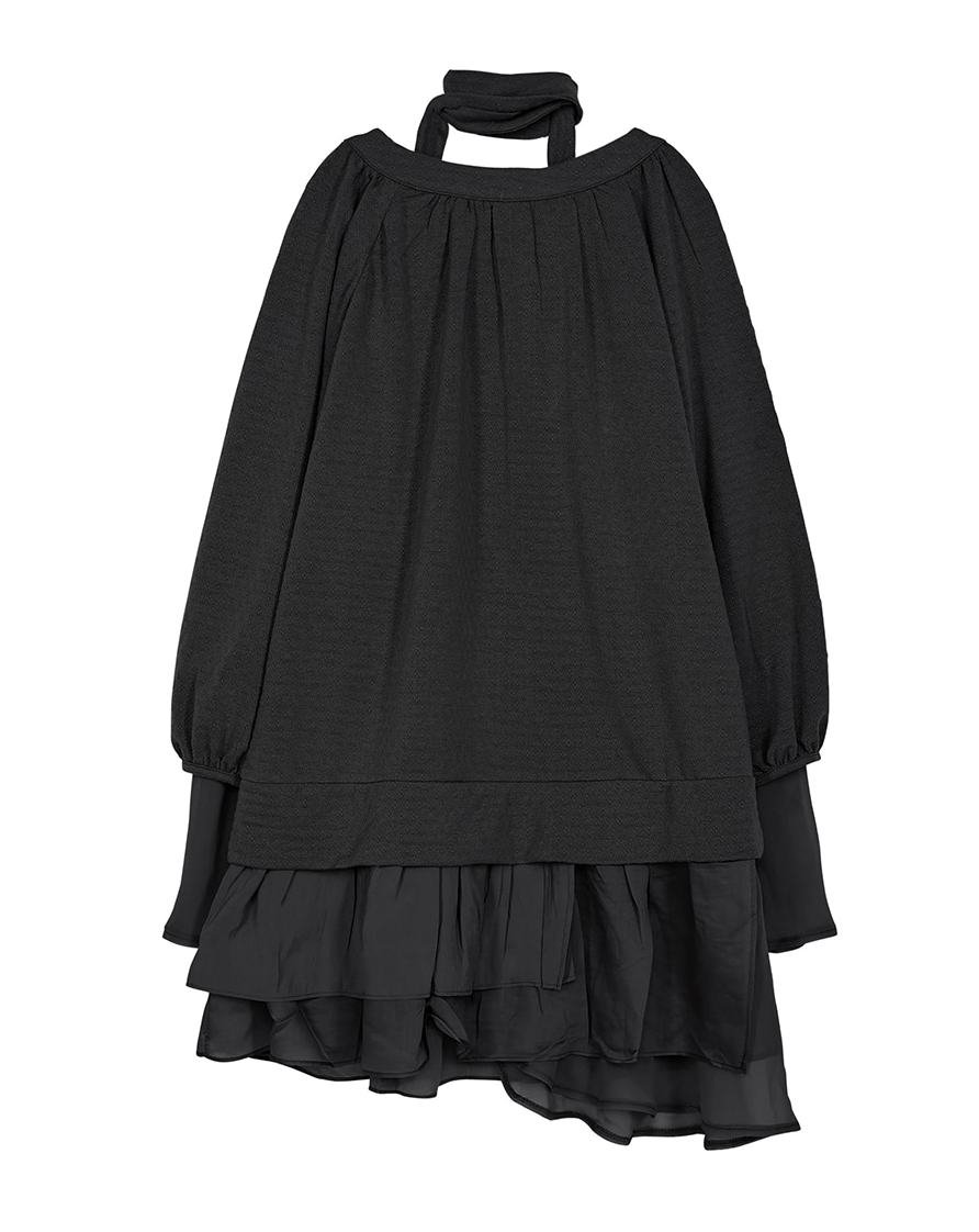 3-Layered Scarf Long Sleeve (Black)