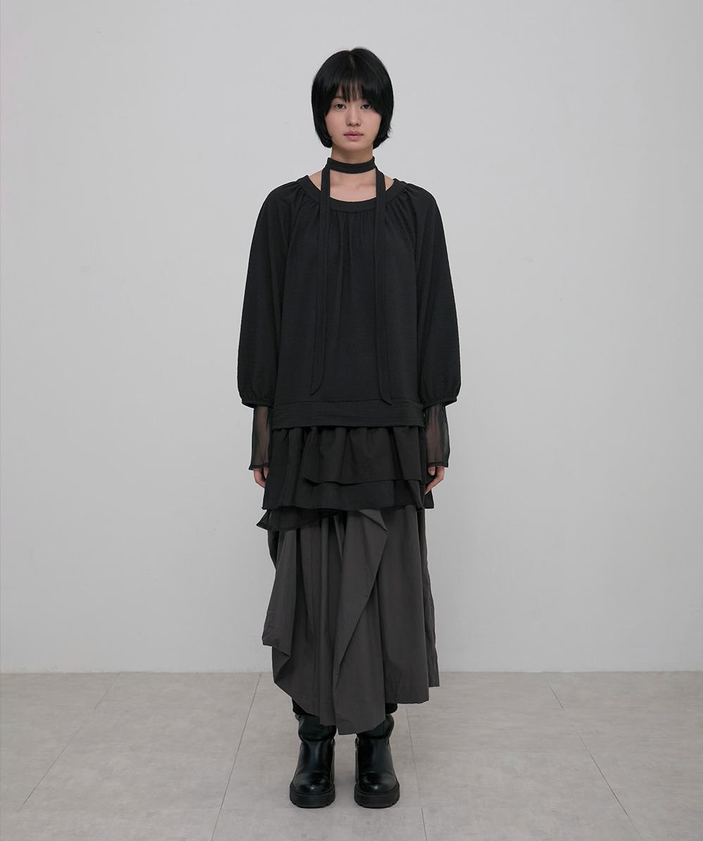 3-Layered Scarf Long Sleeve (Black)