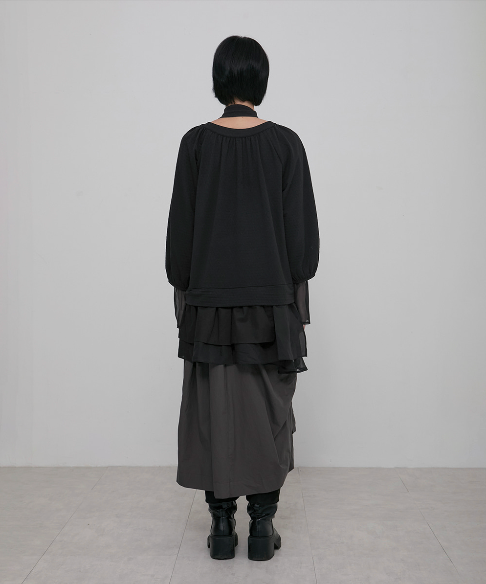 3-Layered Scarf Long Sleeve (Black)