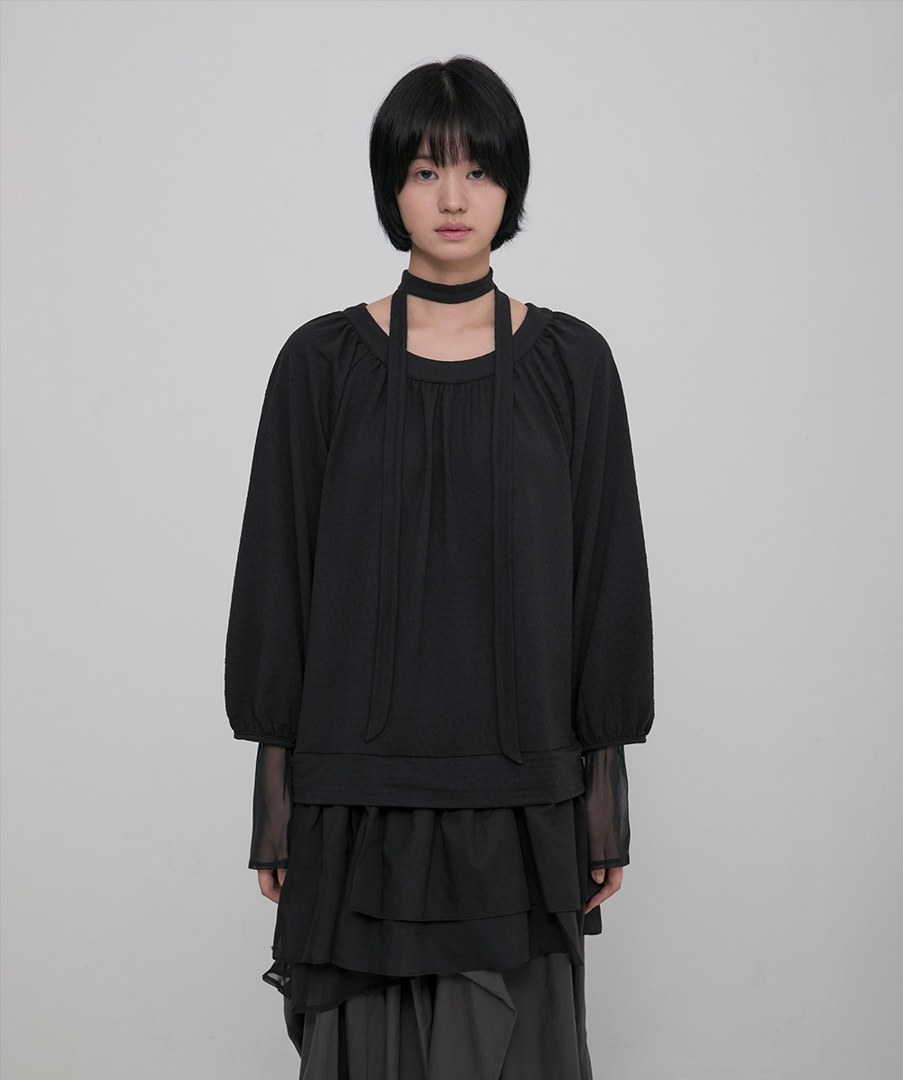 3-Layered Scarf Long Sleeve (Black)