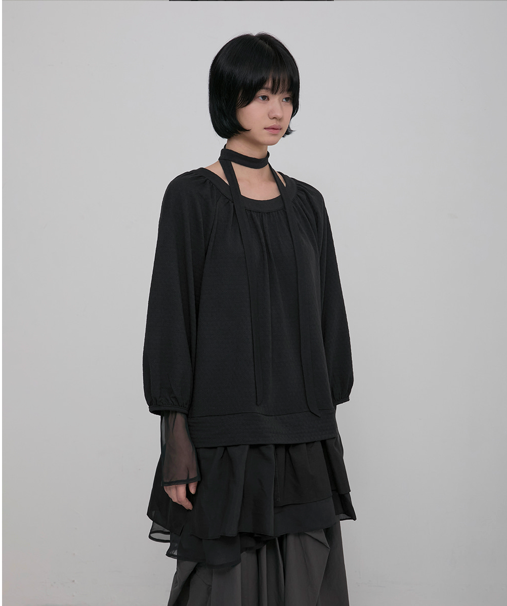 3-Layered Scarf Long Sleeve (Black)