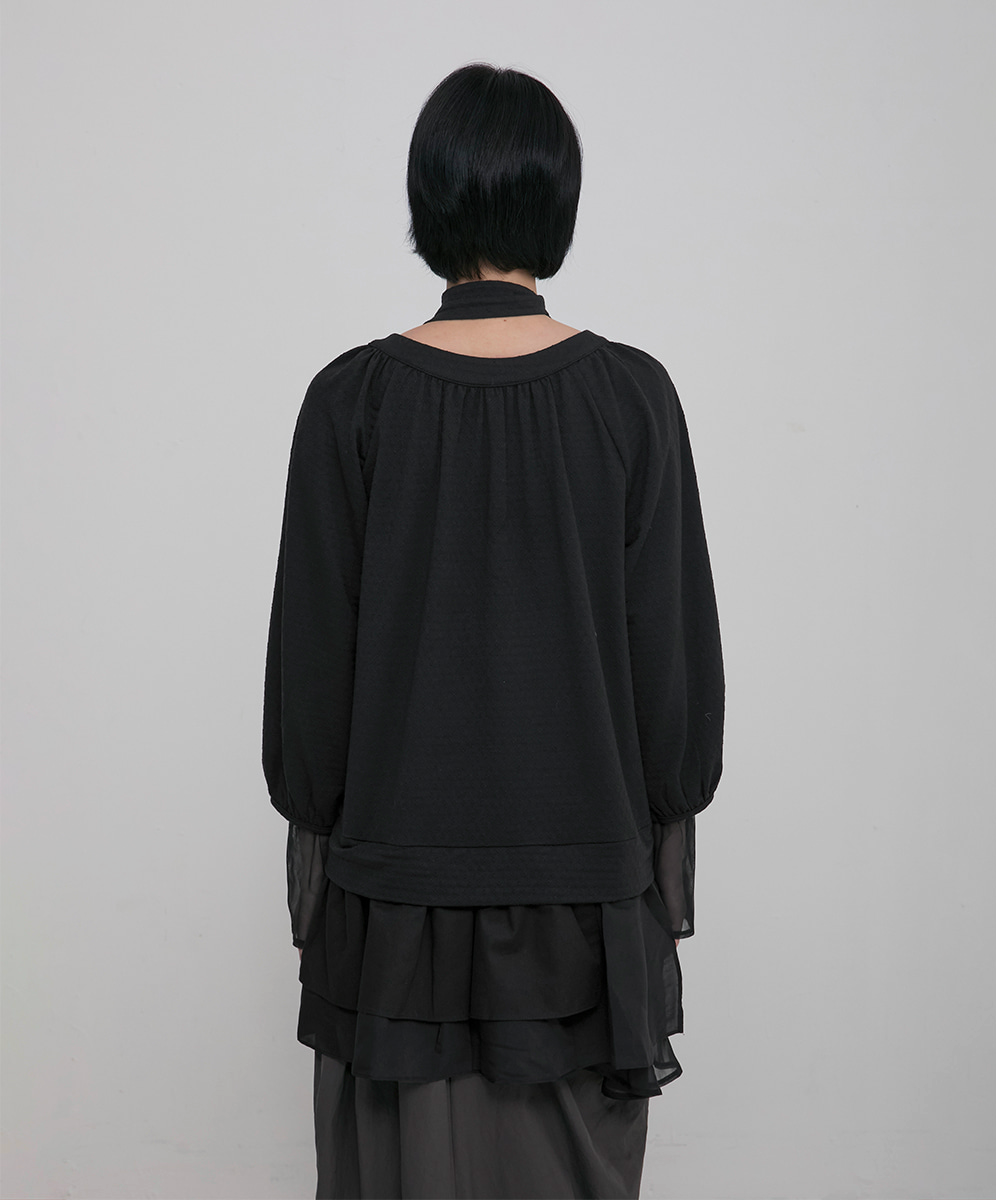 3-Layered Scarf Long Sleeve (Black)