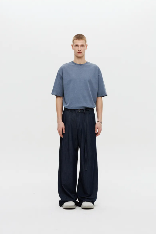 Belted Drape Slacks (Black)