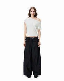 Asymmetric Cutout Slub Tee - Frost
