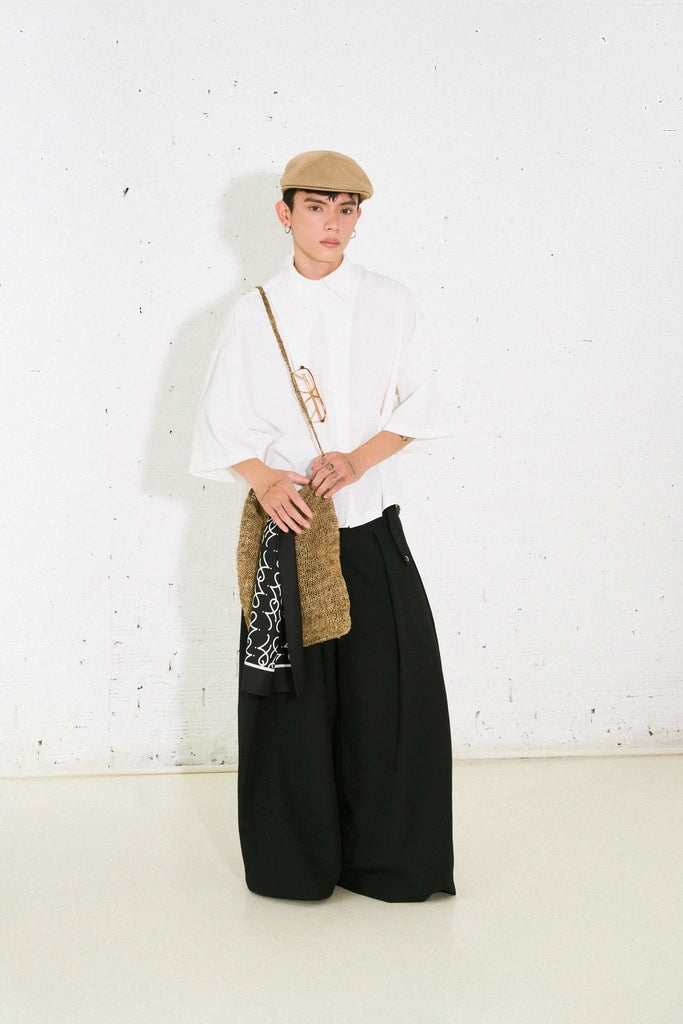Pleated Eyelet Trousers
