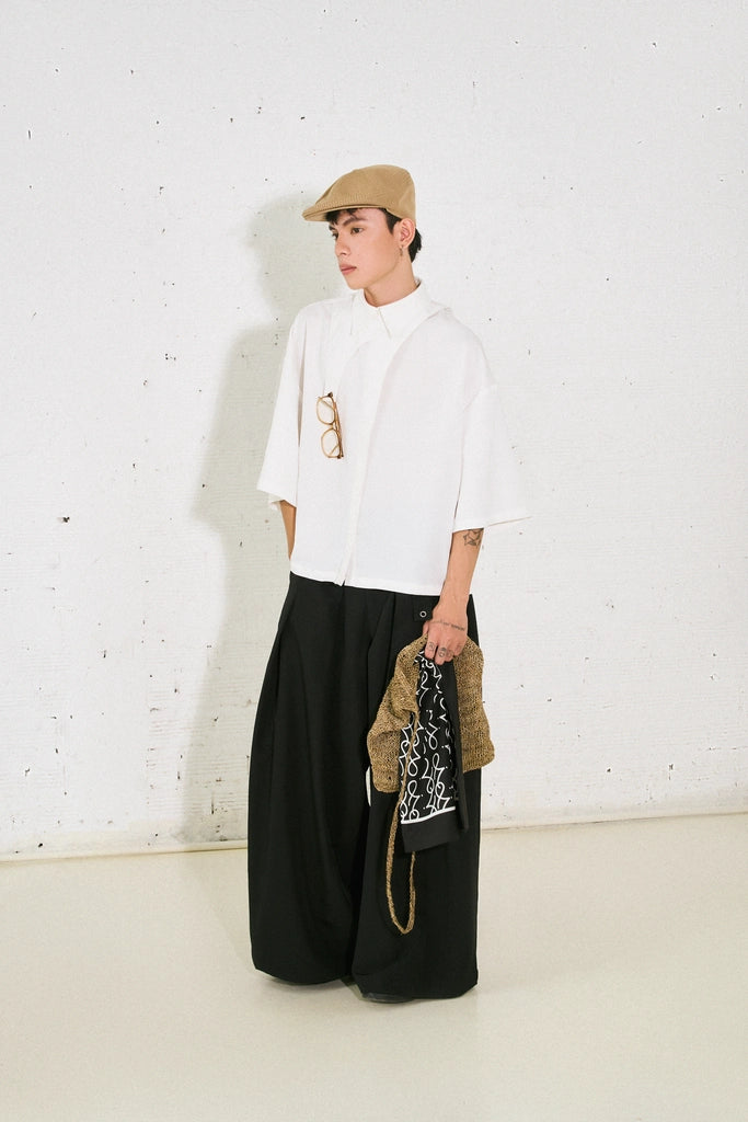 Pleated Eyelet Trousers