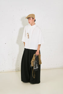 Pleated Eyelet Trousers