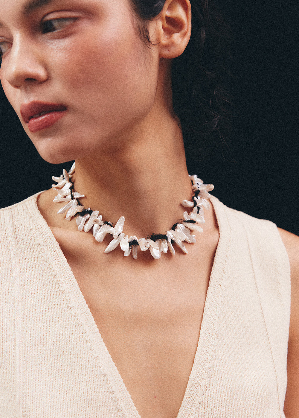 Tooth Thread Pearl Necklace