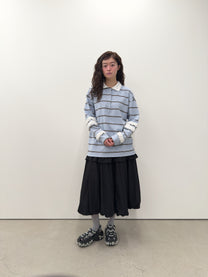 Stripe Frill Collar Top