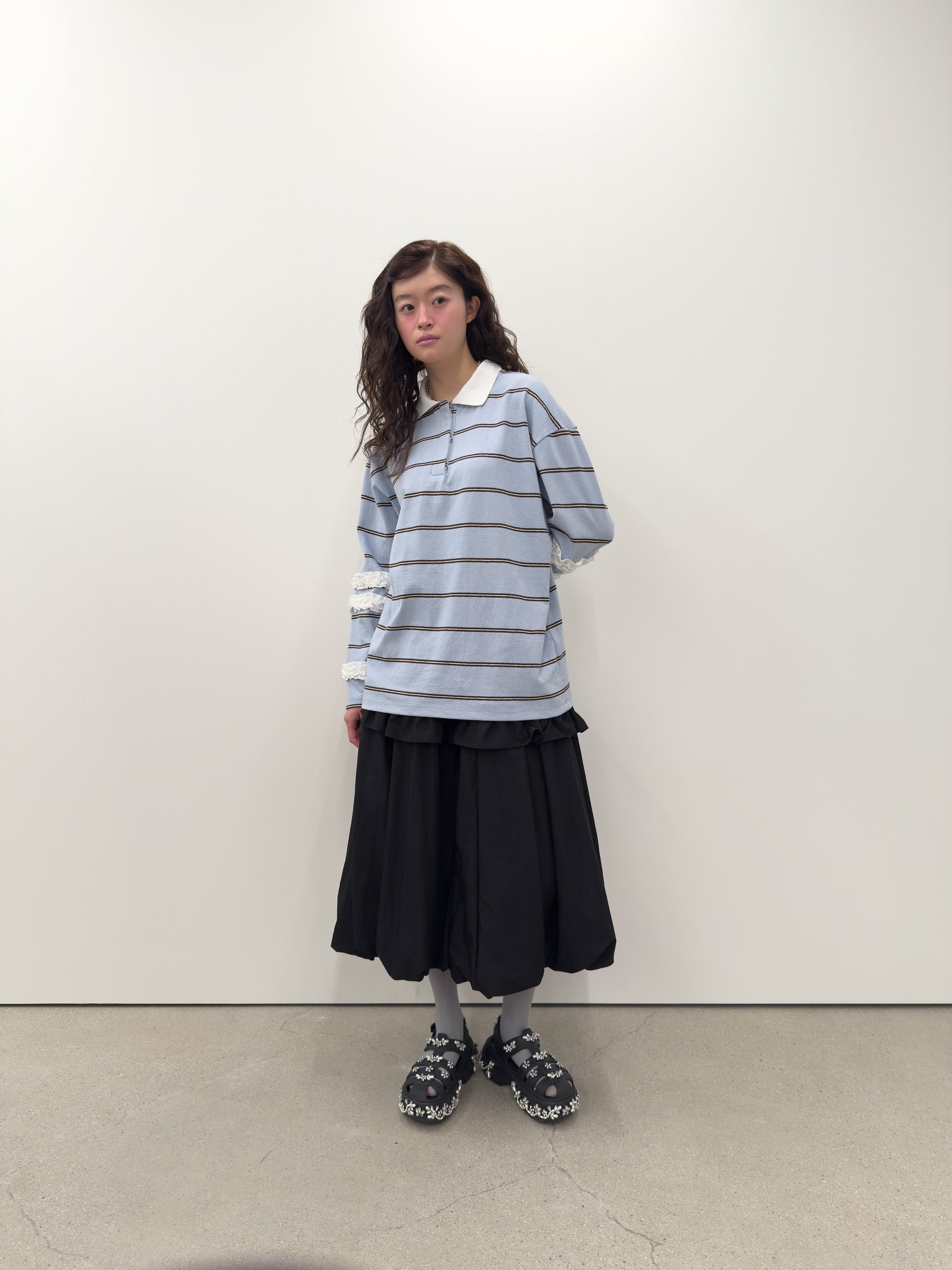 Stripe Frill Collar Top