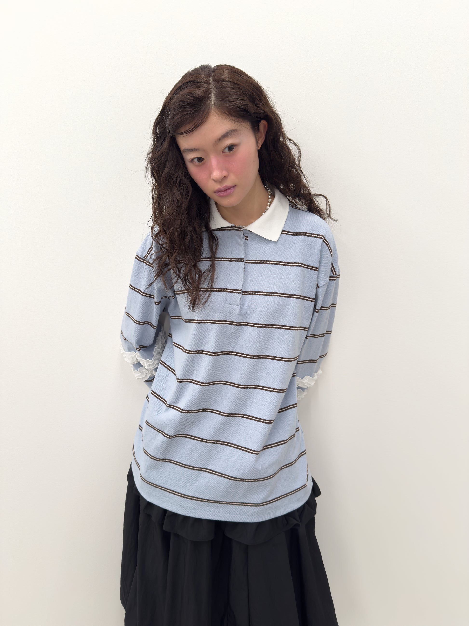 Stripe Frill Collar Top