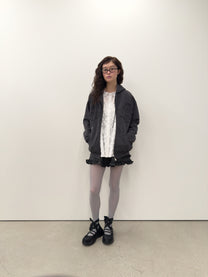 Flower Appliqué Zip Hoodie