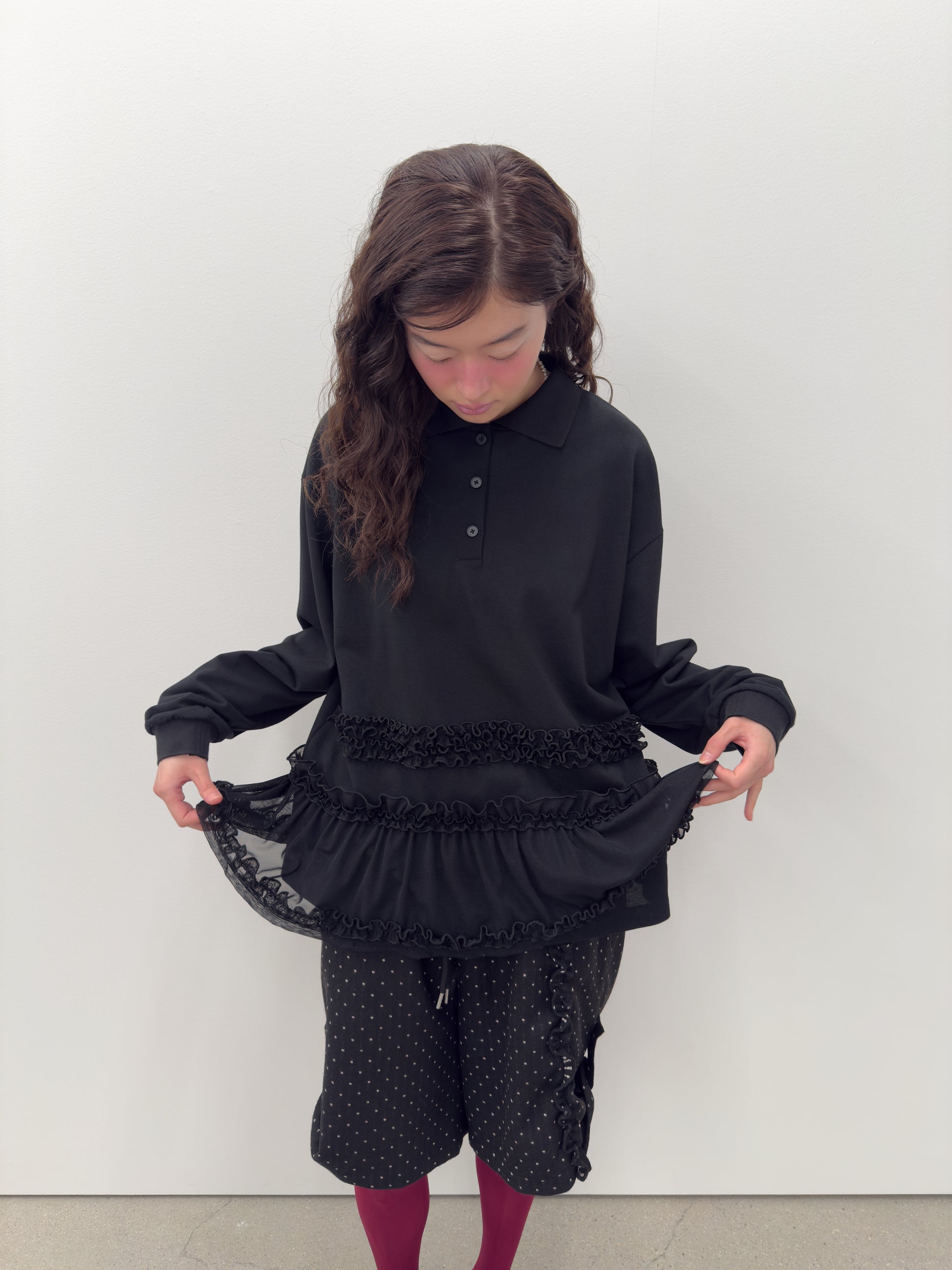 Frilled Hem Collar Top