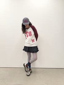 Buttoned Patch Raglan Top