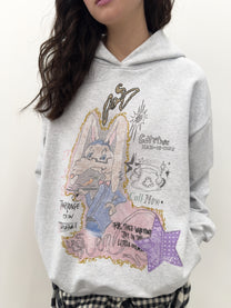 Star Patched Rabbit Hoodie