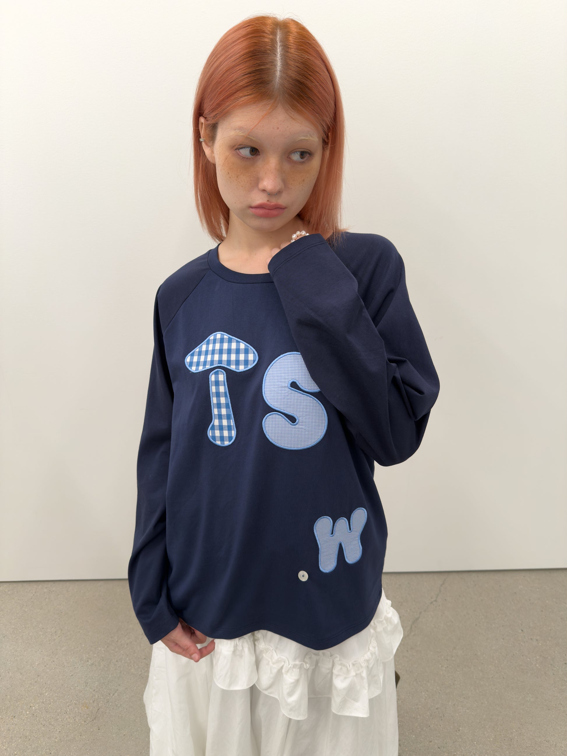 Buttoned Patch Raglan Top