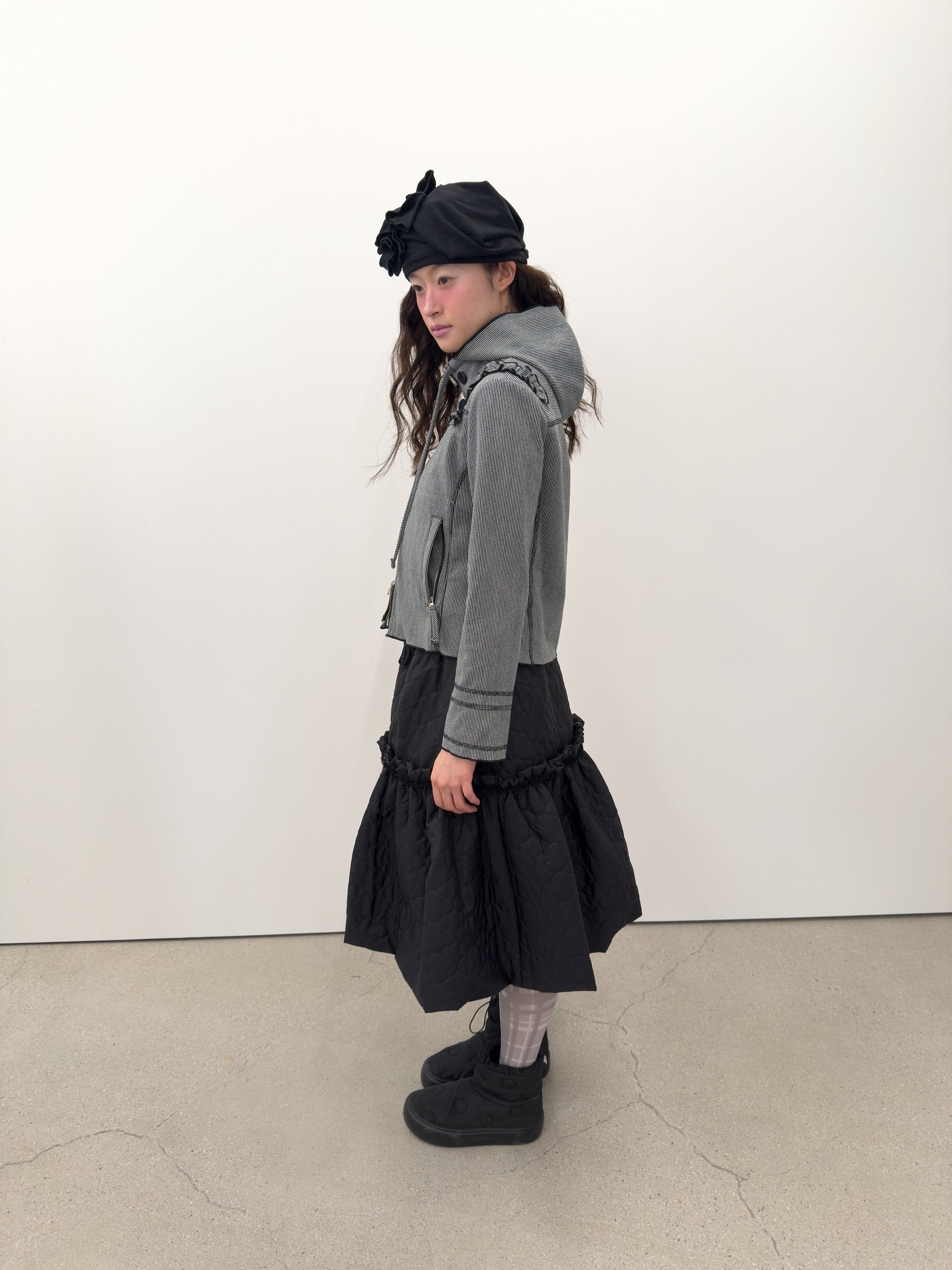 Ruffle Stitch Hoodie Jacket