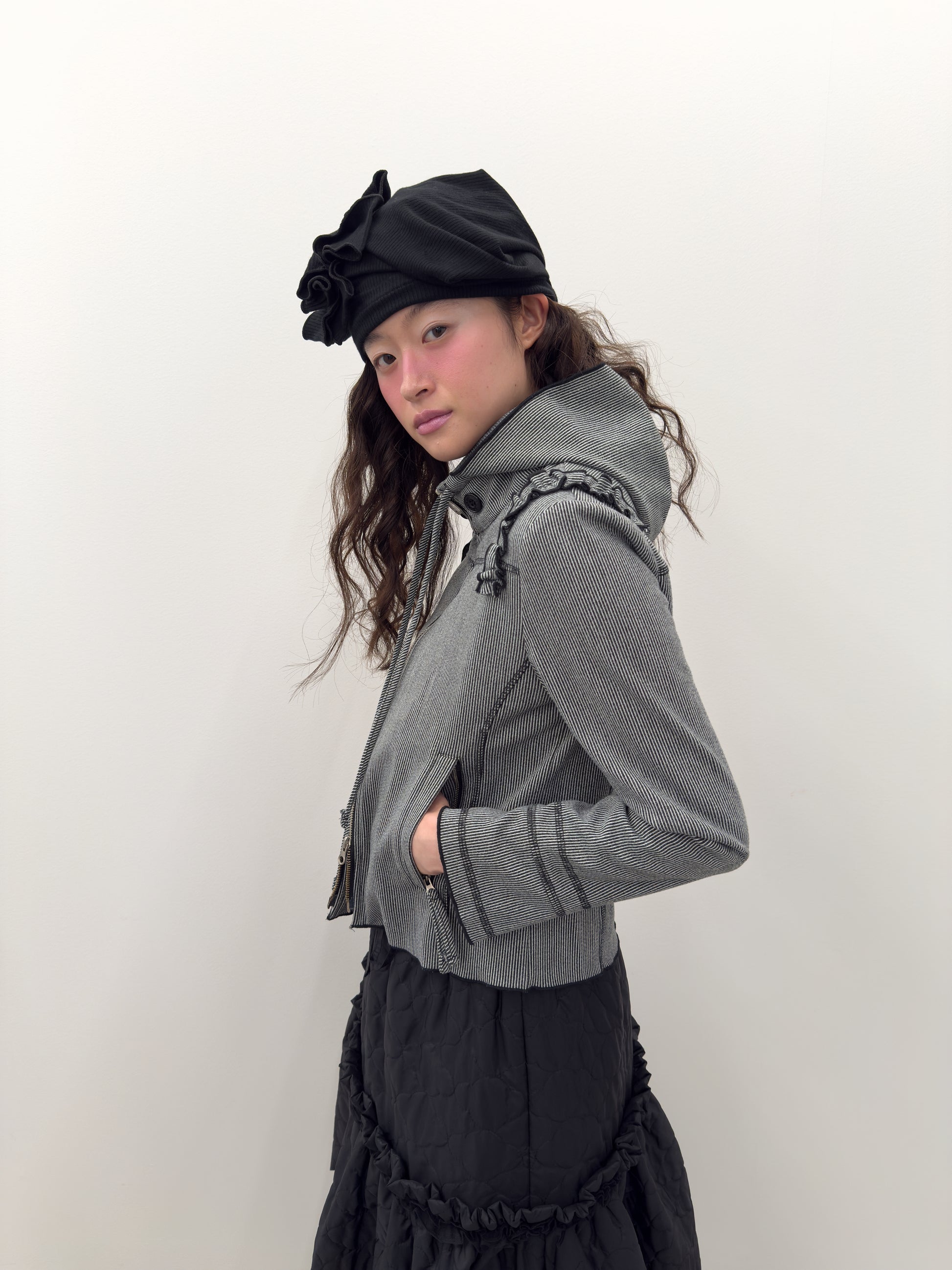Ruffle Stitch Hoodie Jacket