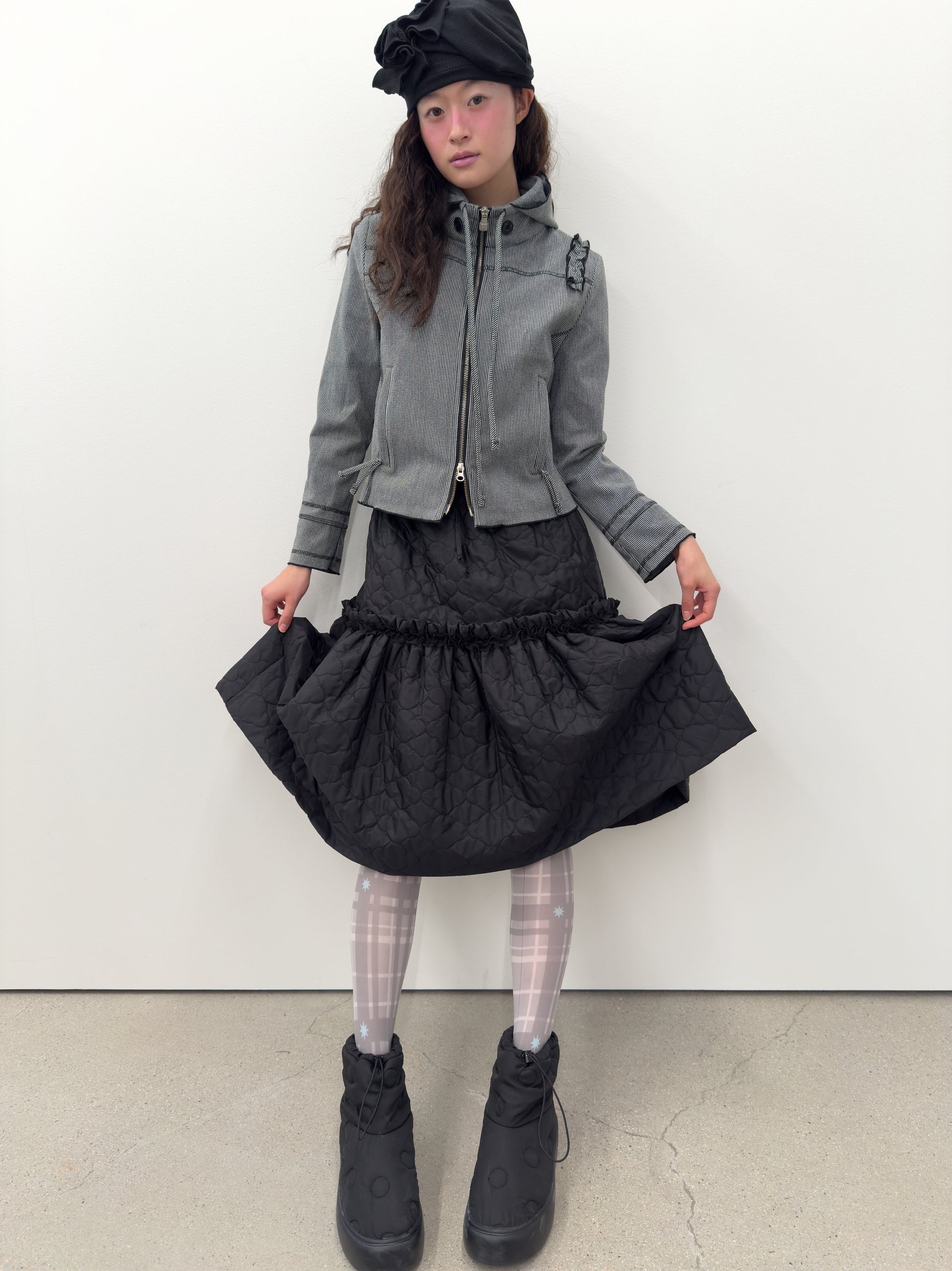 Ruffle Stitch Hoodie Jacket