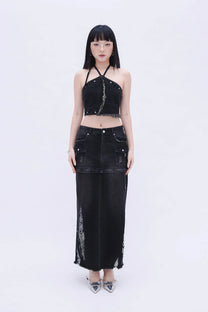 Denim Detachable Skirt (Black)