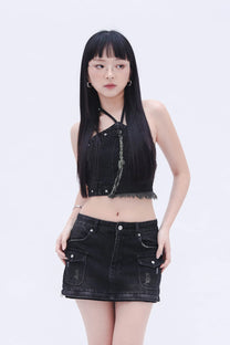 Denim Detachable Skirt (Black)
