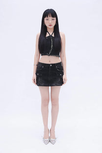 Denim Detachable Skirt (Black)