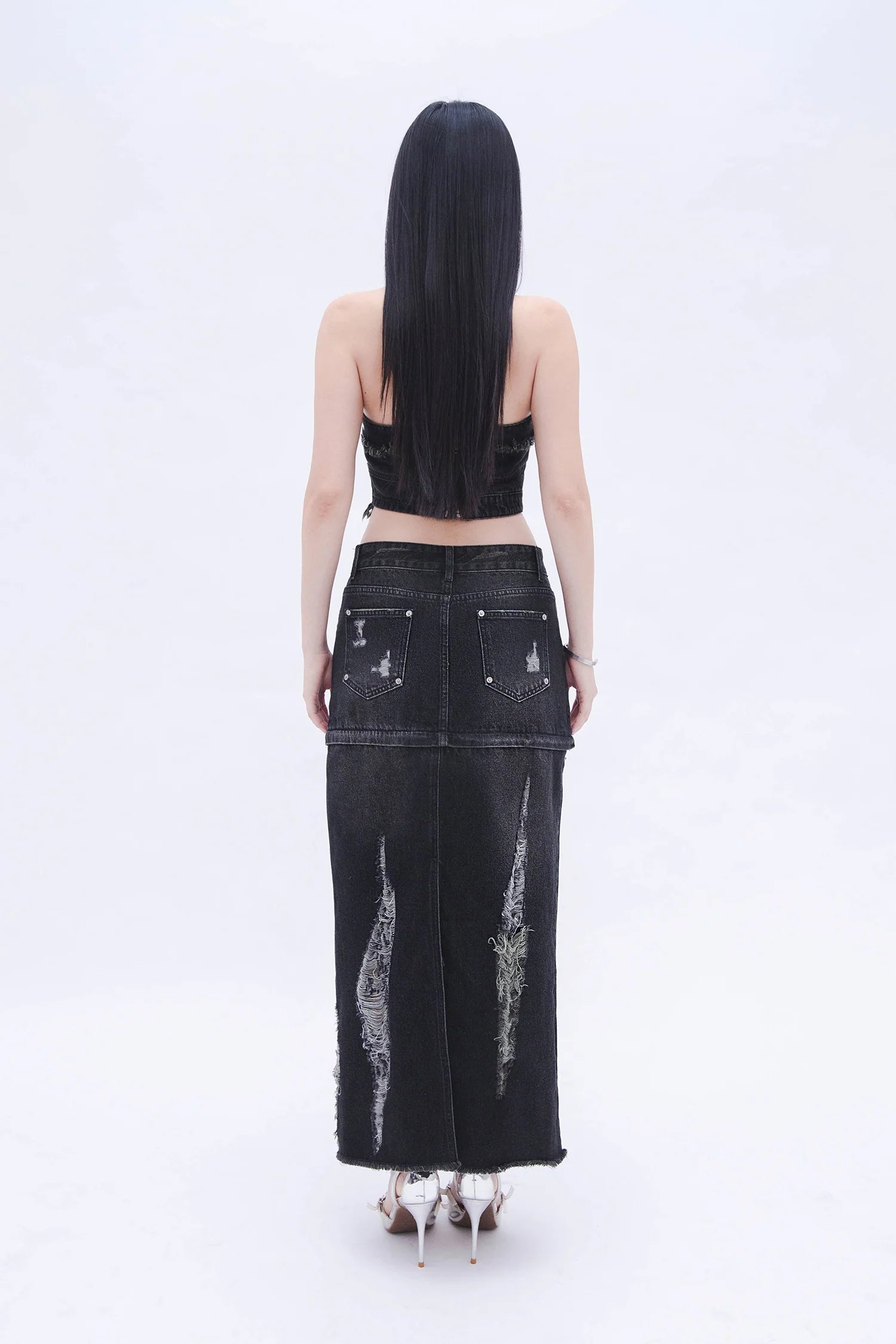 Denim Detachable Skirt (Black)