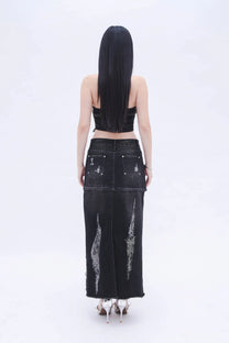 Denim Detachable Skirt (Black)