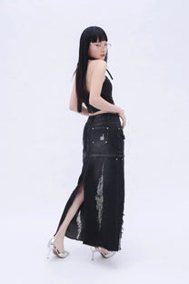 Denim Detachable Skirt (Black)