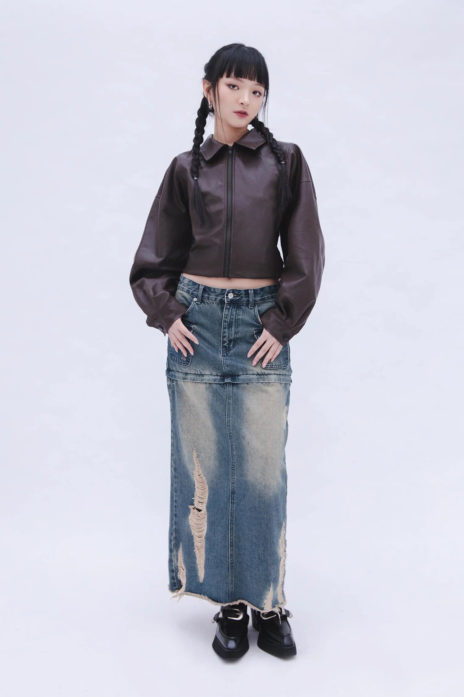 Denim Detachable Skirt (Blue)