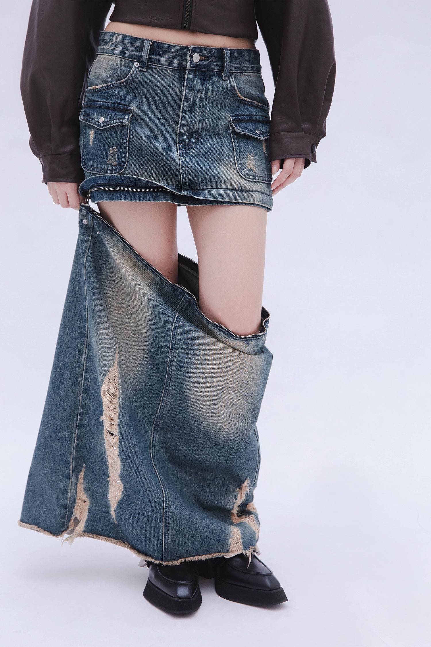 Denim Detachable Skirt (Blue)