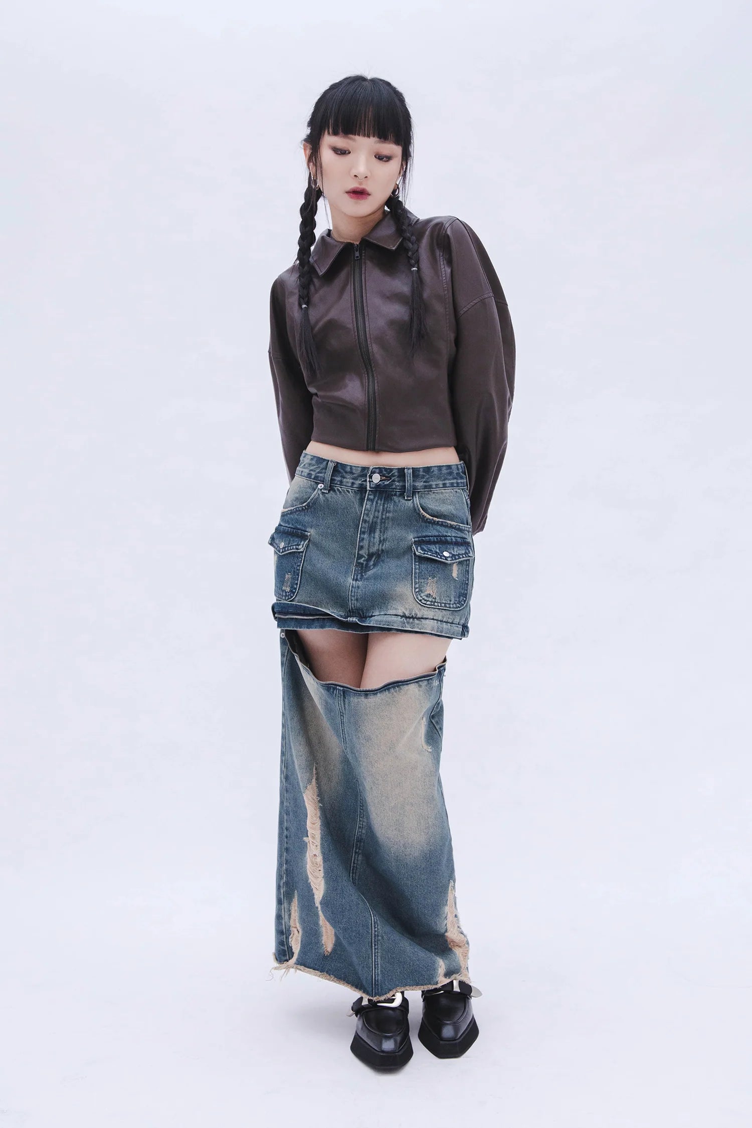 Denim Detachable Skirt (Blue)