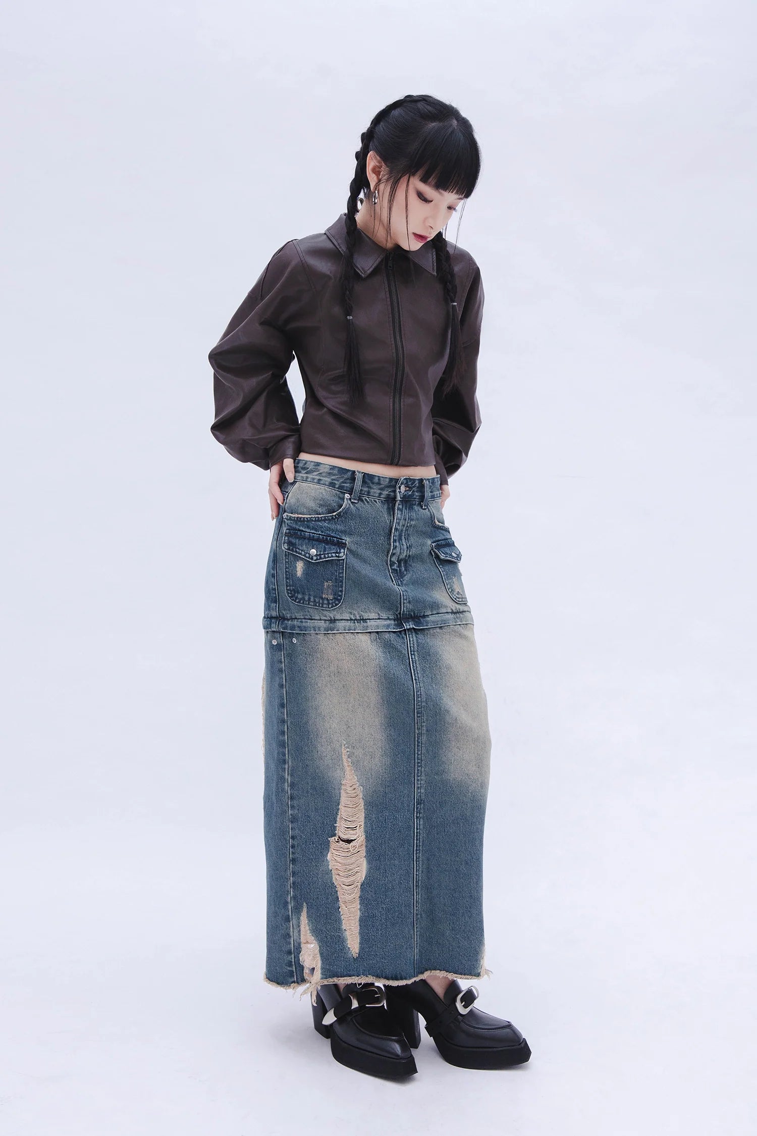 Denim Detachable Skirt (Blue)