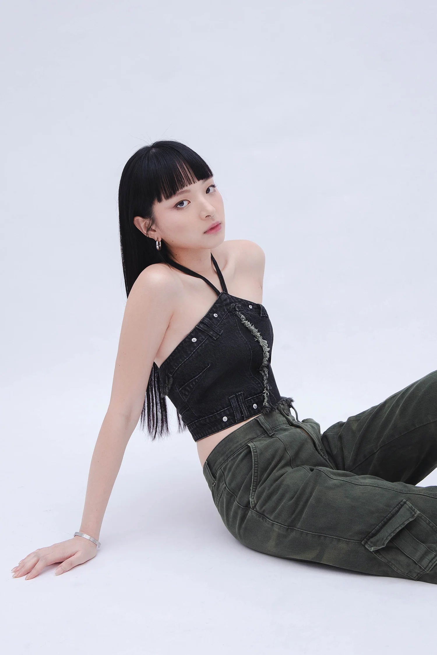Denim Halter Top (Black)