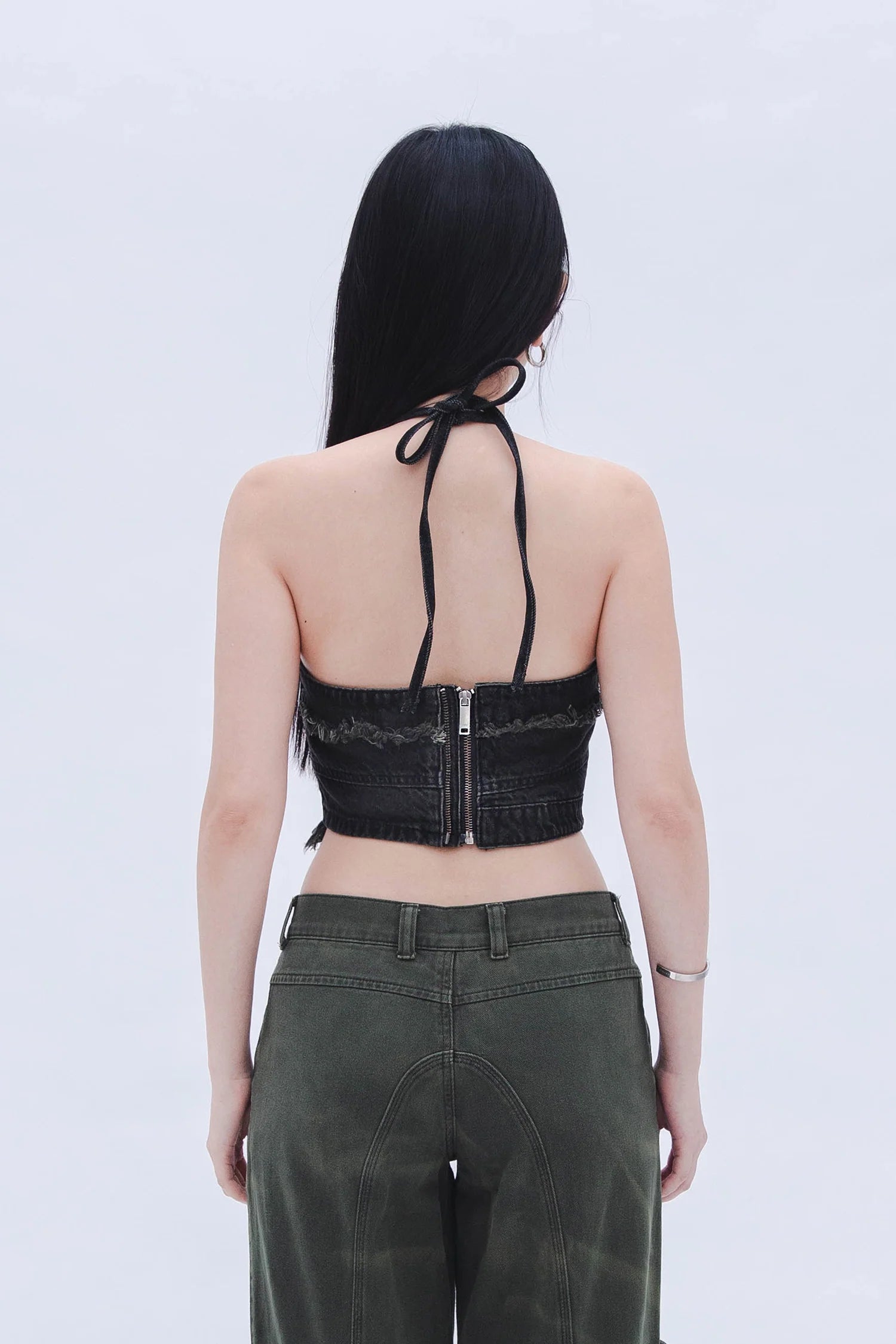 Denim Halter Top (Black)
