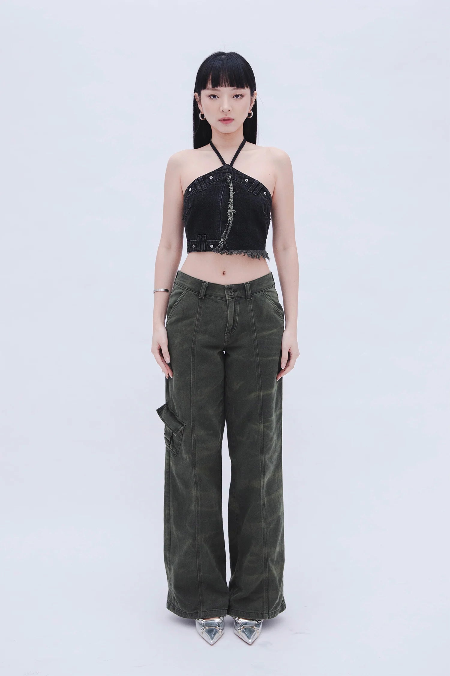 Denim Halter Top (Black)