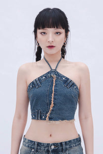 Denim Halter Top (Blue)