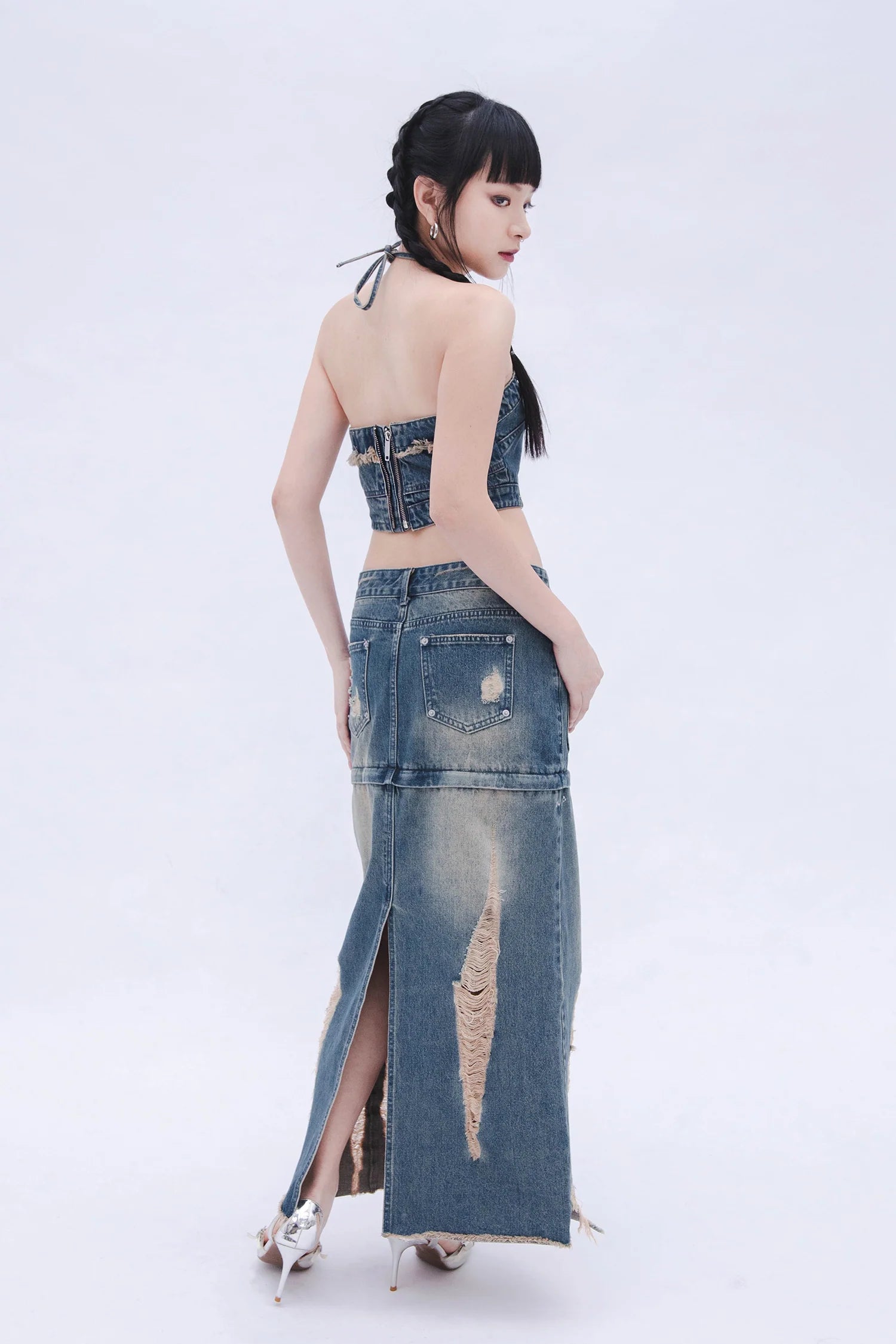 Denim Halter Top (Blue)