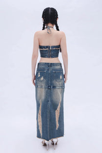 Denim Halter Top (Blue)