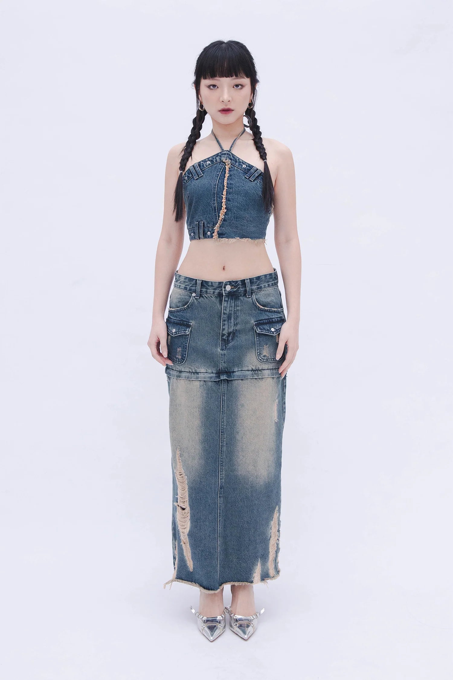 Denim Halter Top (Blue)